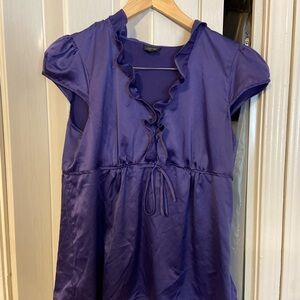 Y2K babytop Purple Ruffled Cap Sleeve Blouse